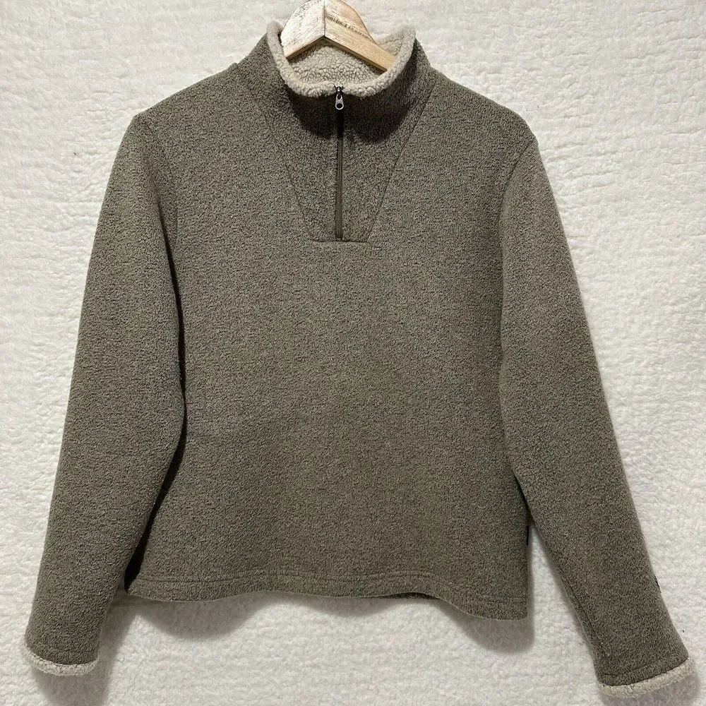 KUHL Women's Beige/Tan‎ 1/4 Zip Pullover ALFPACA FLEECE Sweater Long Sleeve Sz M